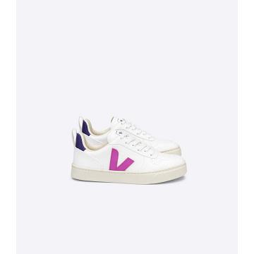 Kids' Veja V-10 LACES CWL Shoes White/Purple | SG 793MQZ